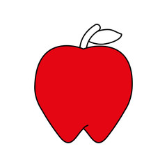 Flat line apple with hint of color over white background vector illustration