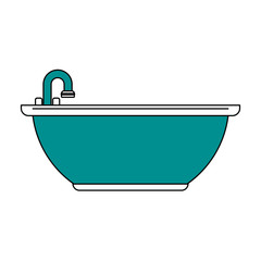 Flat line bathtub with hint of color over white background vector illustration