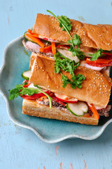 Vietnamese Turkey Sandwich.selecive focus