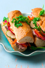 Vietnamese Turkey Sandwich.selecive focus