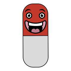 capsules medicine kawaii character vector illustration design