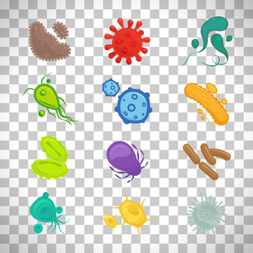 Colorful virus signs on transparent background