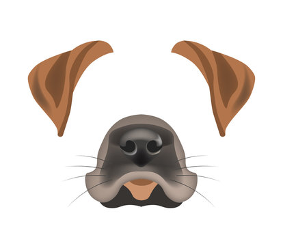 Dog animal face filter template video chat photo effect vector isolated icon