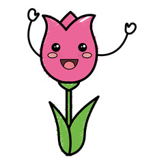 cute roses kawaii character vector illustration design