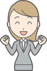 Illustration of a young woman wearing a suit posing with a smile