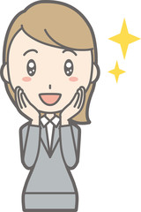 Illustration that a young woman in suit wears her eyes shining