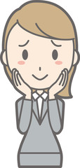A young woman in a suit is shy Illustration