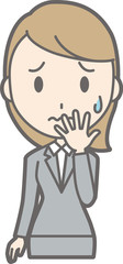 Illustration of a worried young lady wearing suits
