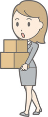 A young lady in a suit carrying a cardboard box Illustration