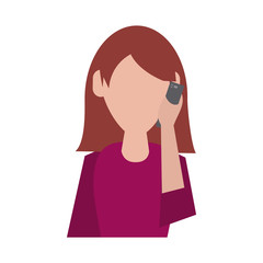 woman avatar using cellphone icon image vector illustration design 