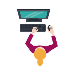 woman using computer icon image vector illustration design 