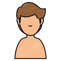 young man shirtless avatar character vector illustration design