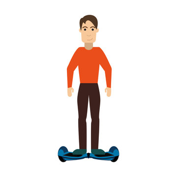 man riding hoverboard icon image vector illustration design 