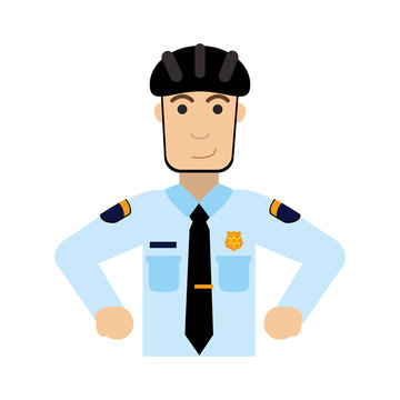 police officer wearing helmet icon image vector illustration design 