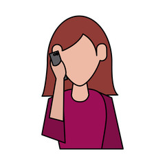 woman avatar using cellphone icon image vector illustration design 