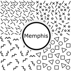Collection of four black and white Memphis pattern