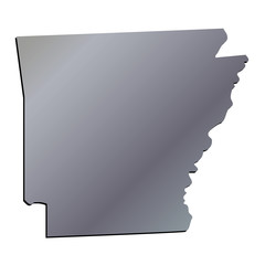 3D Arkansas (USA) Aluminium map with shadow