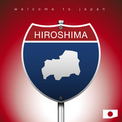 The City label and map of Japan In American Signs Style