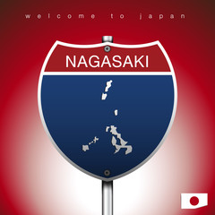 The City label and map of Japan In American Signs Style