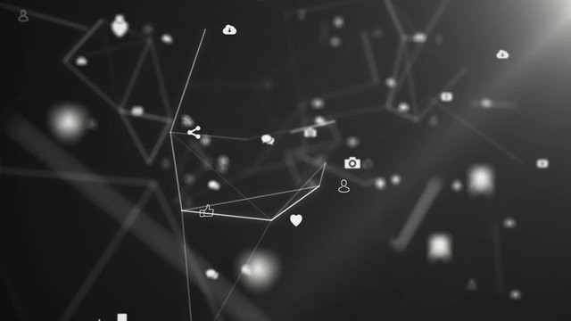 Media icons create a plexus.