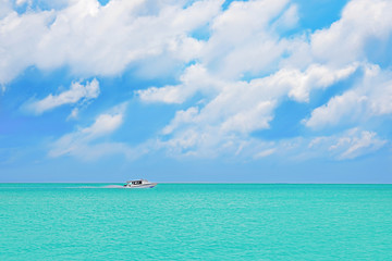 Beautiful seascape with modern boat at resort