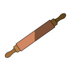 wooden rolling pin icon kitchen tool for bakery vector illustration