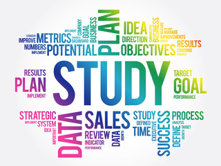 Study word cloud collage, business concept background