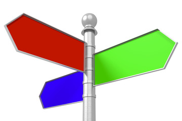 Empty colorful signpost