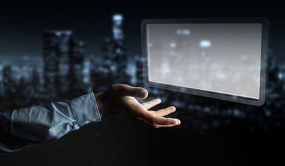 Businessman using digital screens tablet 3D rendering