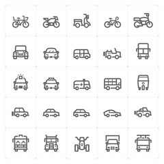 Icon set – vehicle and transport vector illustration