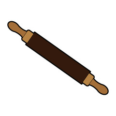 wooden rolling pin icon kitchen tool for bakery vector illustration