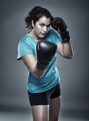 Naklejka premium Hispanic woman boxer