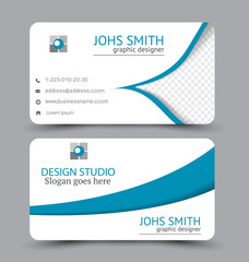 Business card design set template for company corporate style. Blue color. Vector illustration.