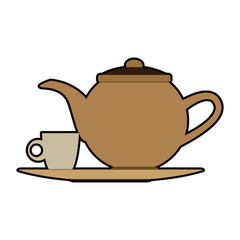 the teapot and cup beverage element icon vector illustration