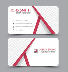 Business card design set template for company corporate style. Red color. Vector illustration.