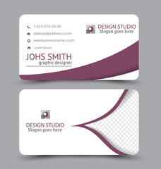 Business card design set template for company corporate style. Purple color. Vector illustration.