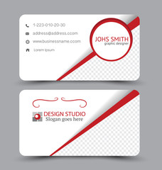 Business card design set template for company corporate style. Red color. Vector illustration.