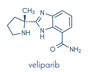 Veliparib cancer drug molecule (PARP inhibitor). Skeletal formula.