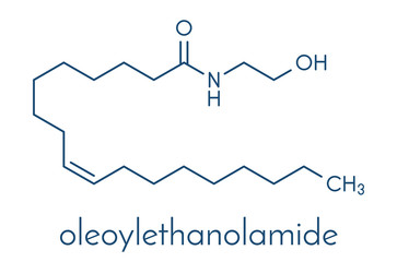 Oleoylethanolamide (OEA) endogenous peroxisome proliferator-activated receptor alpha (PPAR-α) agonist molecule. Skeletal formula.