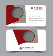 Business card. Design set template for company corporate style. Vector illustration. Red and brown color.