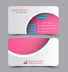 Business card. Design set template for company corporate style. Vector illustration. Pink and blue color.