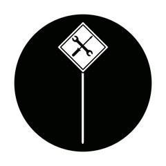 sign traffic road with tool construction vector illustration
