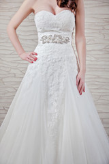Fototapeta na wymiar White classic wedding dress