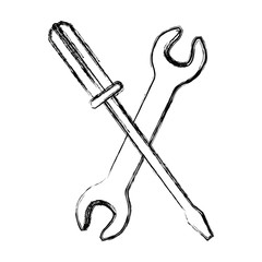screwdriver and wrench tools support repair vector illustration