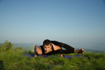 yoga on the nature: garmony and strength