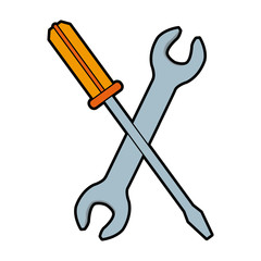 screwdriver and wrench tools support repair vector illustration