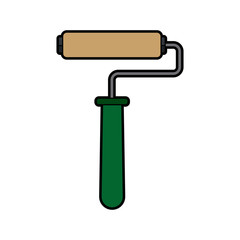 paint roller handle renovation decoration element icon vector illustration