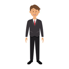 Fototapeta premium smiling man in suit clothes standing character standing vector illustration