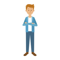 smiling man in casual clothes with arms crossed standing vector illustration