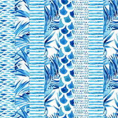 Watercolor textured striped seamless pattern. © Tanya Syrytsyna